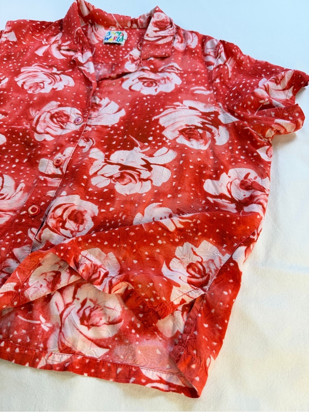 Vintage 1990’s Jams World Floating Rose Short Sleeve Blouse Made In Hawaii XL - Picture 7 of 9